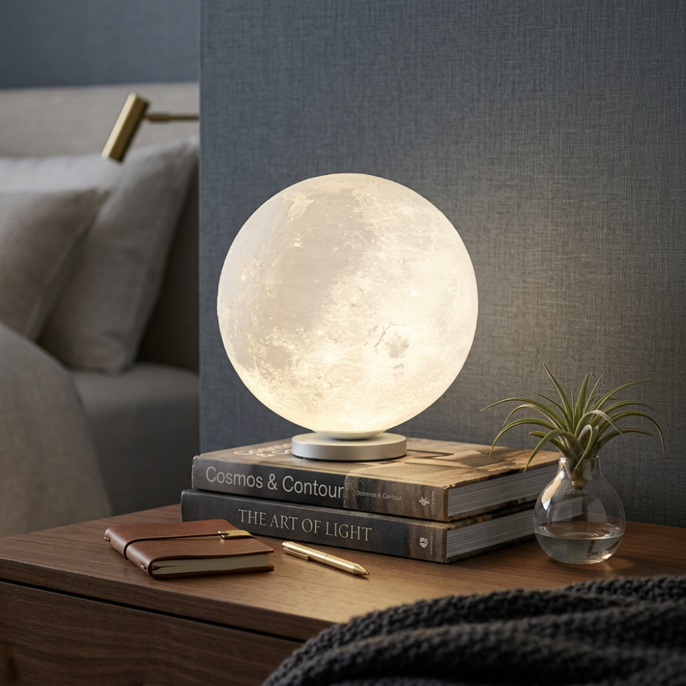 3D Moon Lamp Table LED Dimmable Bedside Night Light Bedroom Home Decor - Stack & Clear 997