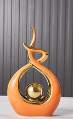 Abstract Modern Sculpture Ceramic Gold Accents 10