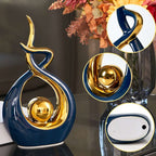Abstract Modern Sculpture Ceramic Gold Accents 7