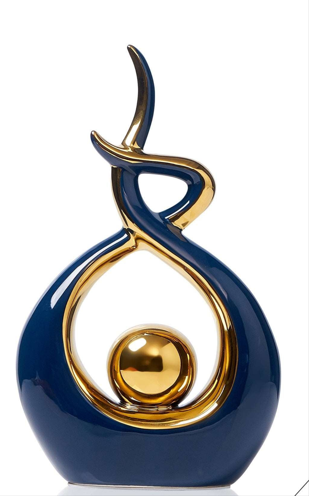 Abstract Modern Sculpture Ceramic Gold Accents 8