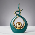 Abstract Modern Sculpture Ceramic Gold Accents 99