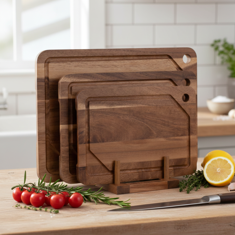 Acacia Wood Chopping Board Set 3-Piece Kitchen Cutting Board 7