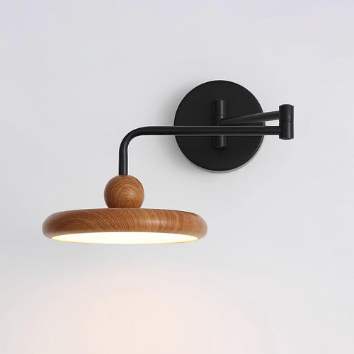 Adjustable Wall Light with Integrated LED - Black and Wood Finish 0