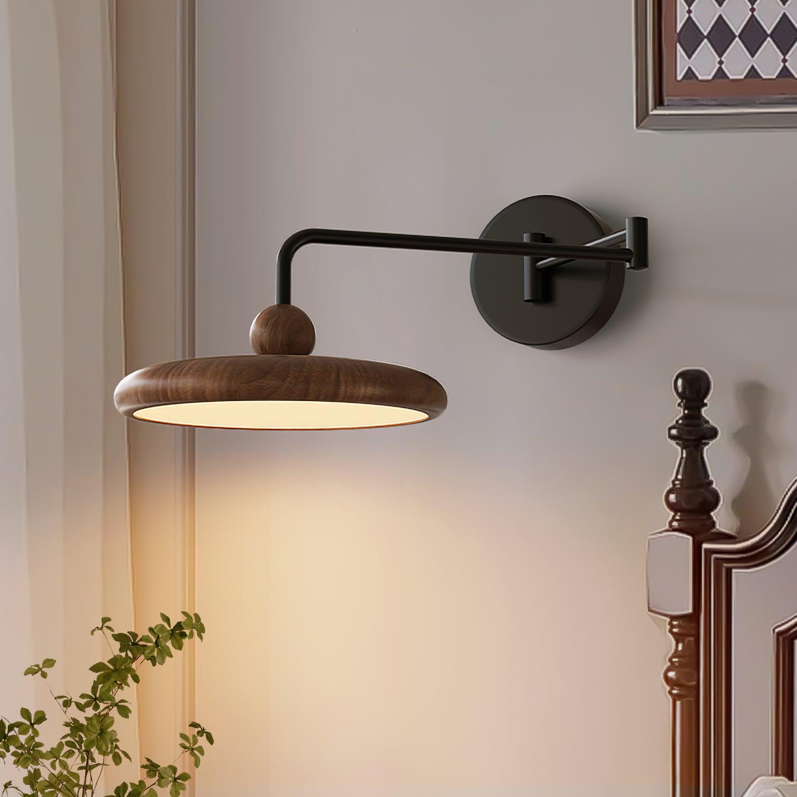 Adjustable Wall Light with Integrated LED - Black and Wood Finish 2