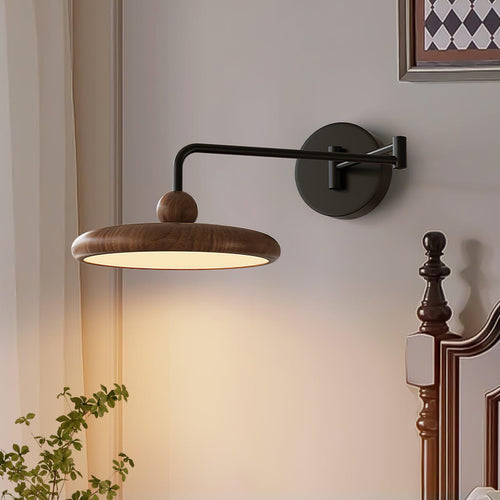 Adjustable Wall Light with Integrated LED - Black and Wood Finish 2