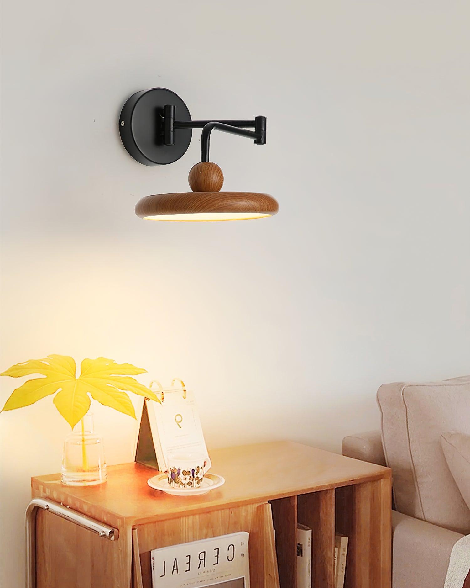 Adjustable Wall Light with Integrated LED - Black and Wood Finish 4
