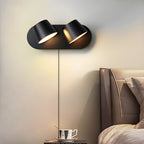 Adjustable Wall Light with Integrated LED for Reading - Black and White 3