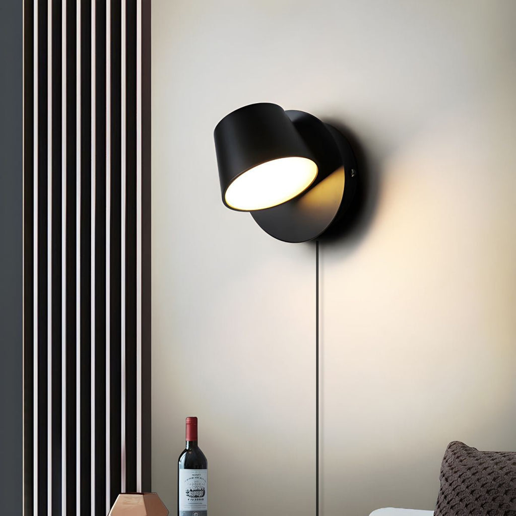 Adjustable Wall Light with Integrated LED for Reading - Black and White 4