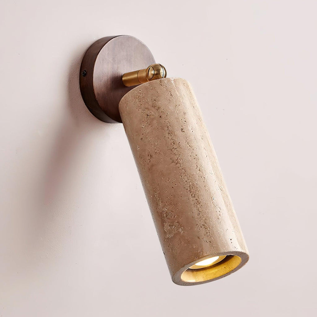 Adjustable Wall Light with Natural Wood and Travertine – Indoor/Outdoor Use 0