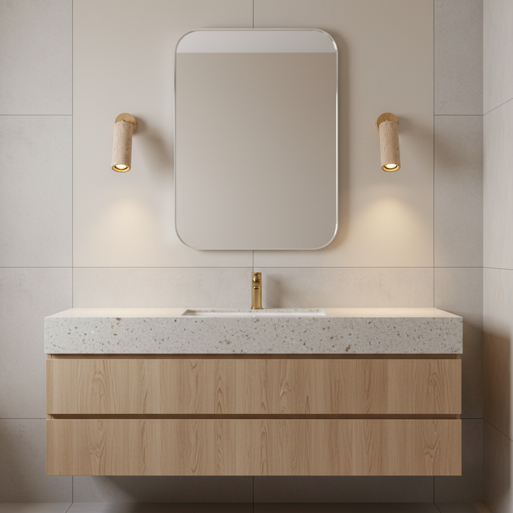 Adjustable Wall Light with Natural Wood and Travertine – Indoor/Outdoor Use 6