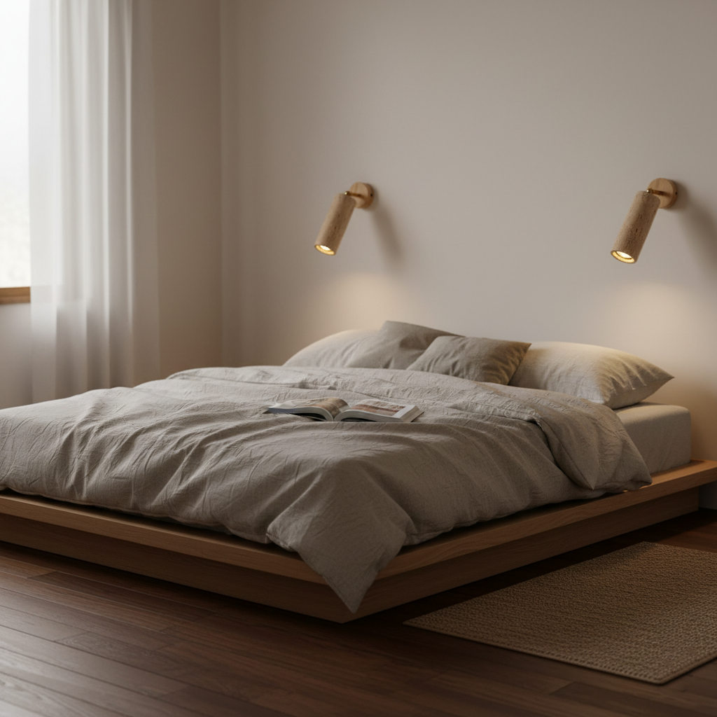 Adjustable Wall Light with Natural Wood and Travertine – Indoor/Outdoor Use 7