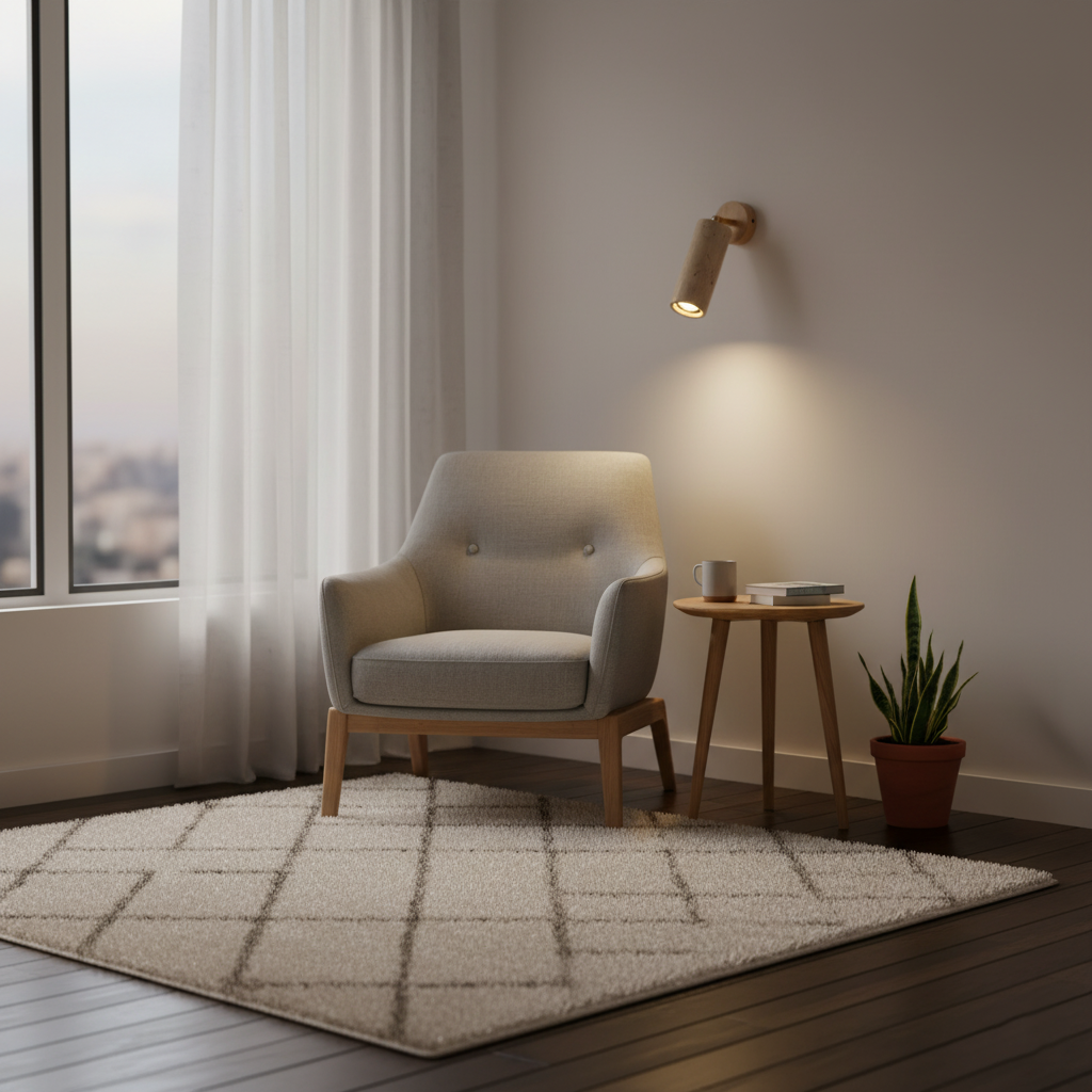 Adjustable Wall Light with Natural Wood and Travertine – Indoor/Outdoor Use 8