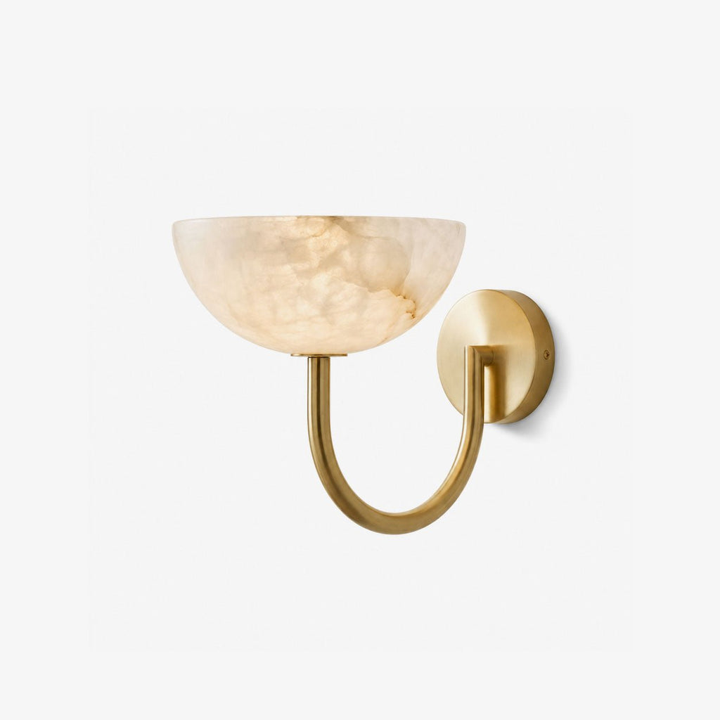 Alabaster Bowl Wall Sconce Brass Brushed Nickel Matte Black Indoor Light Home Decor Stack Clear 1