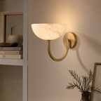Alabaster Bowl Wall Sconce Brass Brushed Nickel Matte Black Indoor Light Home Decor Stack Clear 98