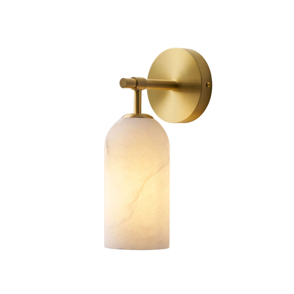 Alabaster Wall Light with Brushed Gold Arm – Elegant Indoor Sconce 0