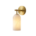 Alabaster Wall Light with Brushed Gold Arm – Elegant Indoor Sconce 0