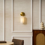 Alabaster Wall Light with Brushed Gold Arm – Elegant Indoor Sconce 2