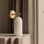 Alabaster Wall Light with Brushed Gold Arm – Elegant Indoor Sconce 5