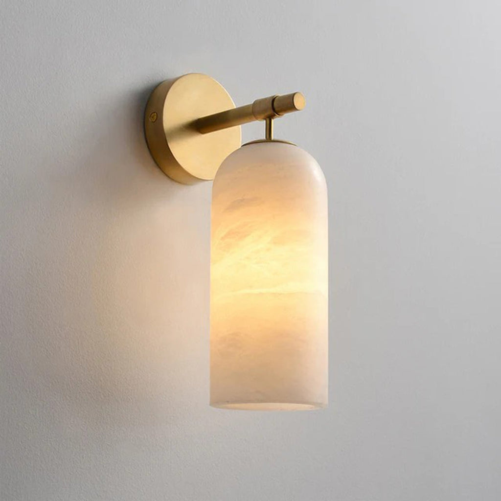 Alabaster Wall Light with Brushed Gold Arm – Elegant Indoor Sconce 6