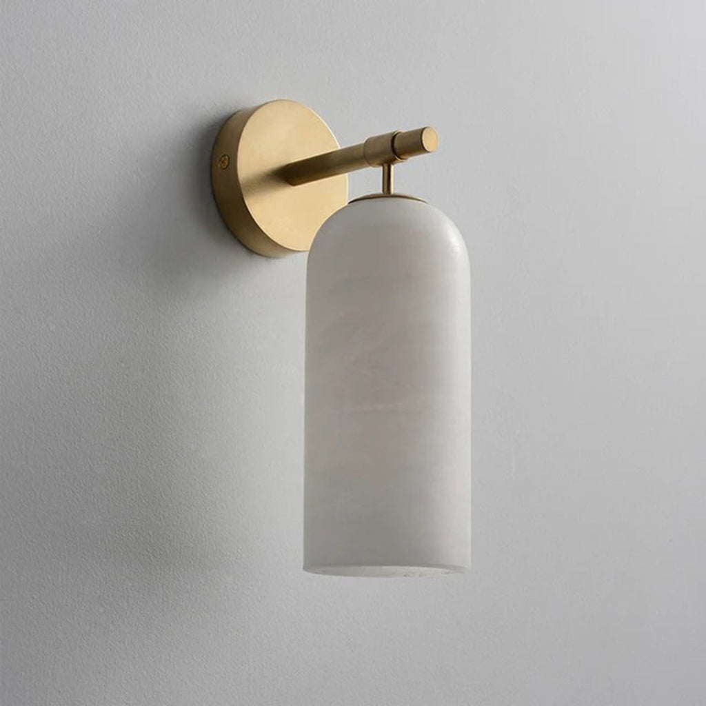 Alabaster Wall Light with Brushed Gold Arm – Elegant Indoor Sconce 8