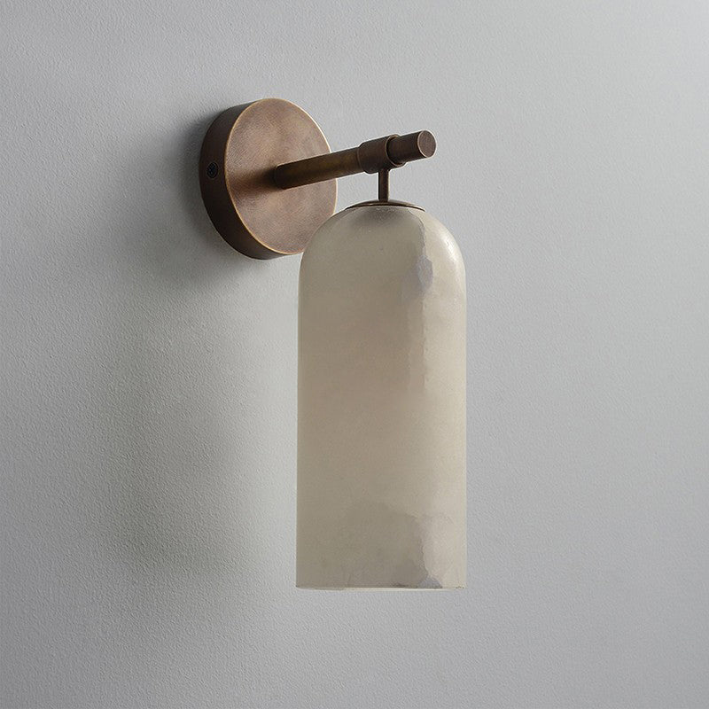 Alabaster Wall Light with Brushed Gold Arm – Elegant Indoor Sconce 9