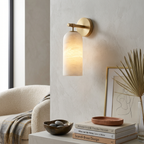 Alabaster Wall Light with Brushed Gold Arm – Elegant Indoor Sconce 997