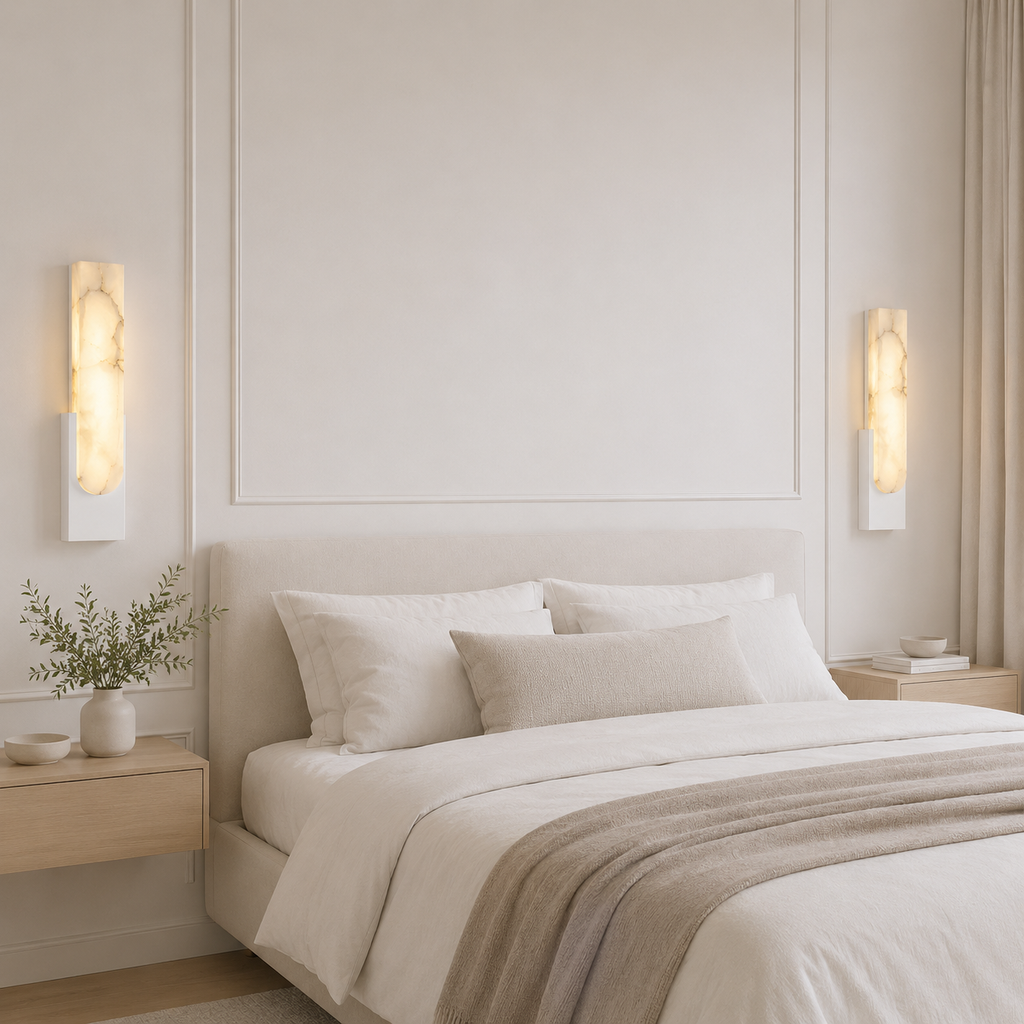 Alabaster Wall Sconce Soft Warm Light Multiple Finish Dimmable Accent Home Decor Stack Clear 8