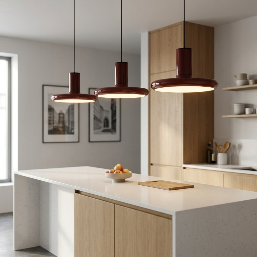 Aluminum Disc Pendant Light Bauhaus Adjustable Height Kitchen Dining Room Home Decor - Stack & Clear 96