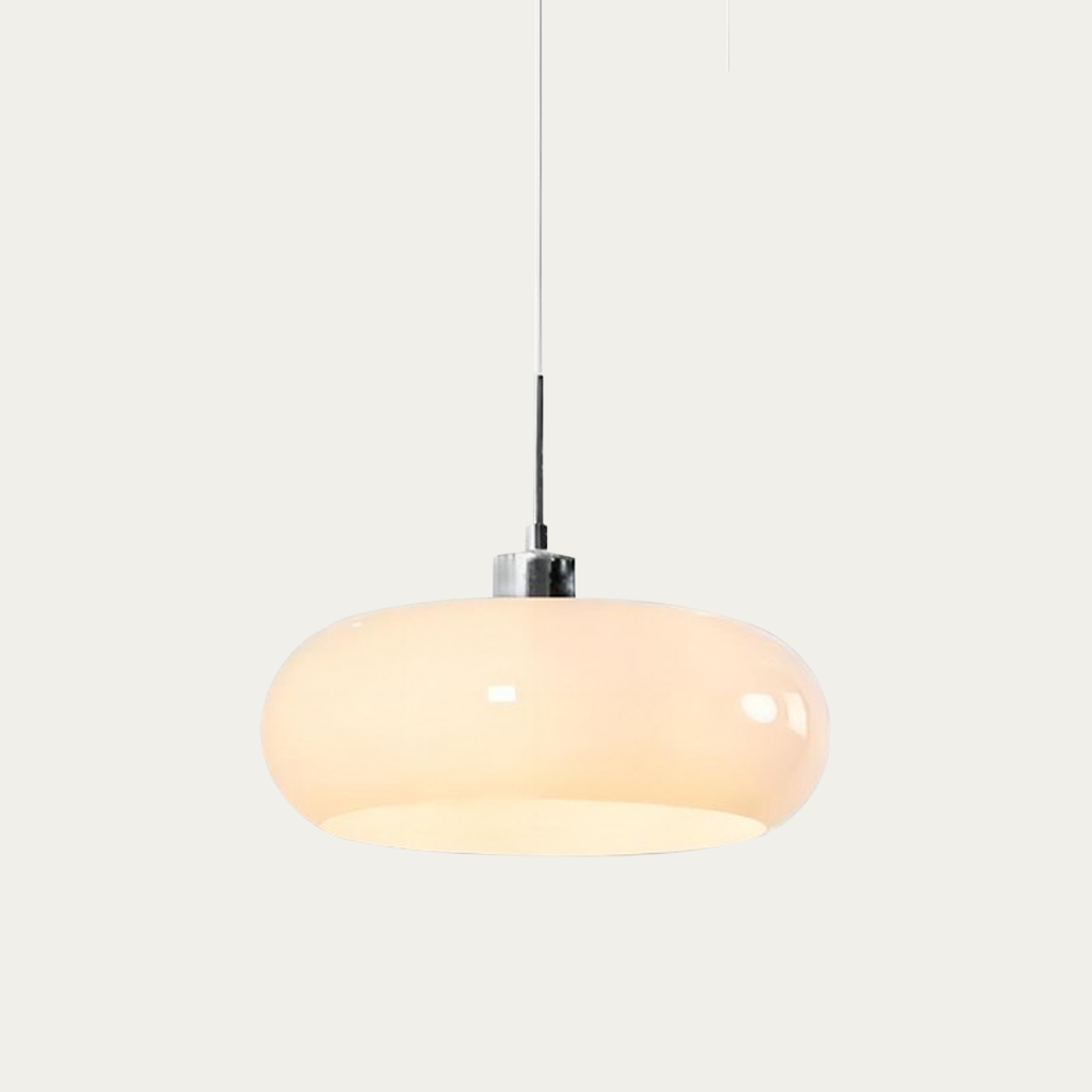 Amber Glass Pendant Light Dome Chrome Bauhaus Kitchen Dining Room Home Decor - Stack & Clear 0