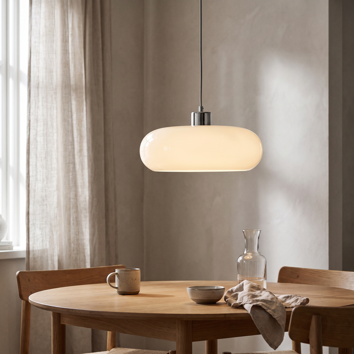 Amber Glass Pendant Light Dome Chrome Bauhaus Kitchen Dining Room Home Decor - Stack & Clear 12