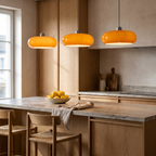 Amber Glass Pendant Light Dome Chrome Bauhaus Kitchen Dining Room Home Decor - Stack & Clear 13