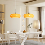 Amber Glass Pendant Light Dome Chrome Bauhaus Kitchen Dining Room Home Decor - Stack & Clear 3
