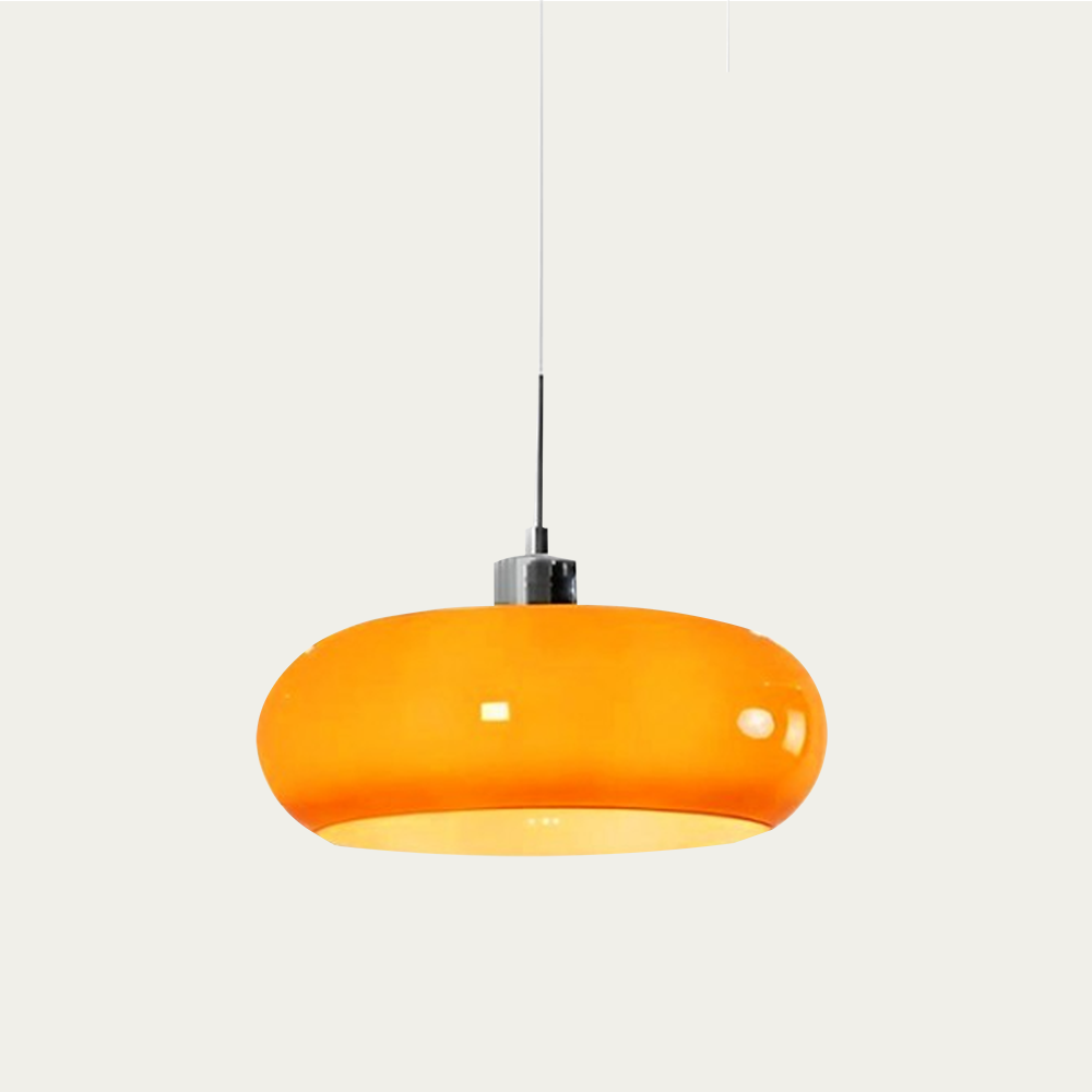 Amber Glass Pendant Light Dome Chrome Bauhaus Kitchen Dining Room Home Decor - Stack & Clear 9
