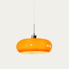 Amber Glass Pendant Light Dome Chrome Bauhaus Kitchen Dining Room Home Decor - Stack & Clear 9
