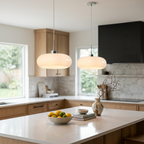 Amber Glass Pendant Light Dome Chrome Bauhaus Kitchen Dining Room Home Decor - Stack & Clear 995
