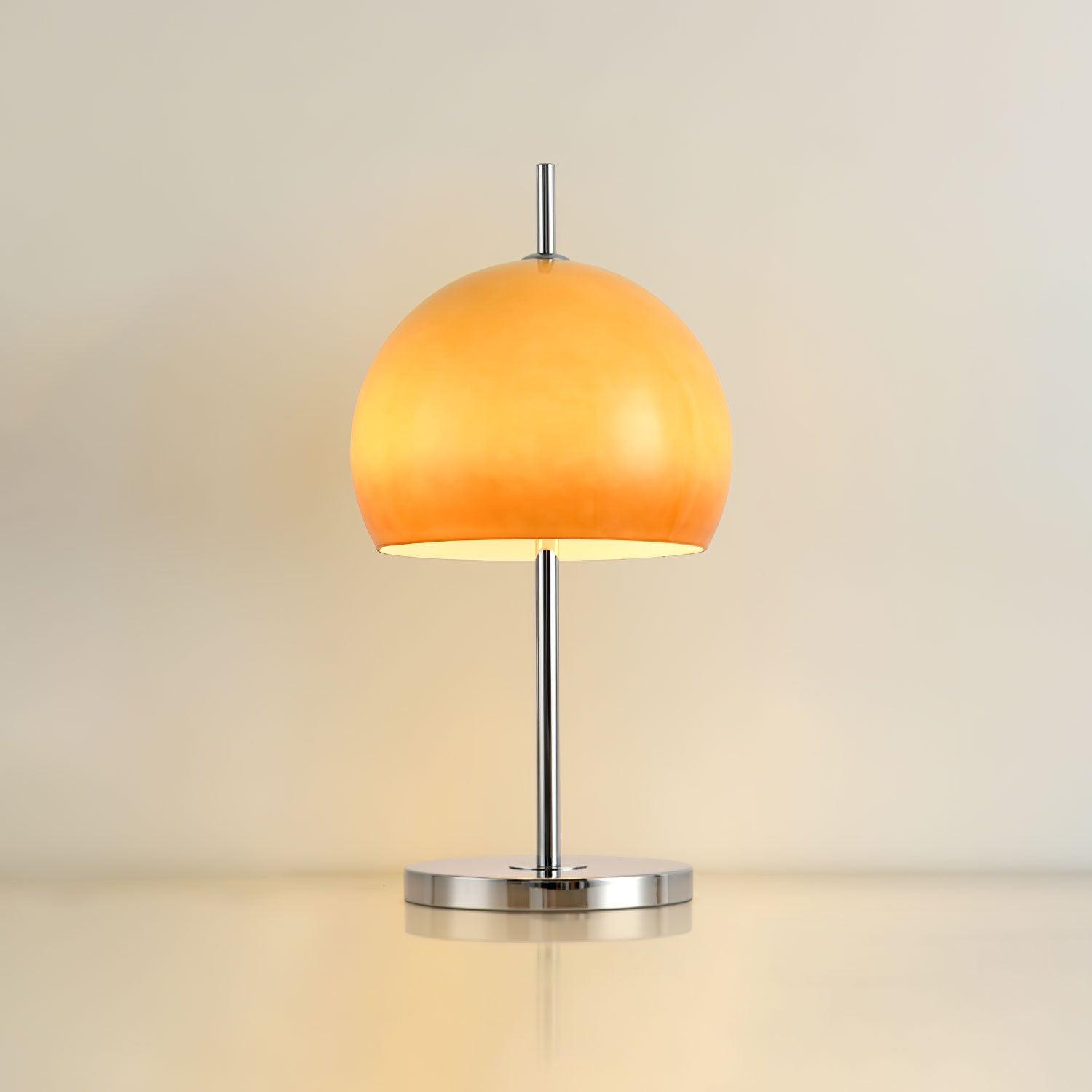 Amber Glass Table Lamp Dome Chrome Finish Vintage Bauhaus Bedside Desk Lamp Home Decor - Stack & Clear 0