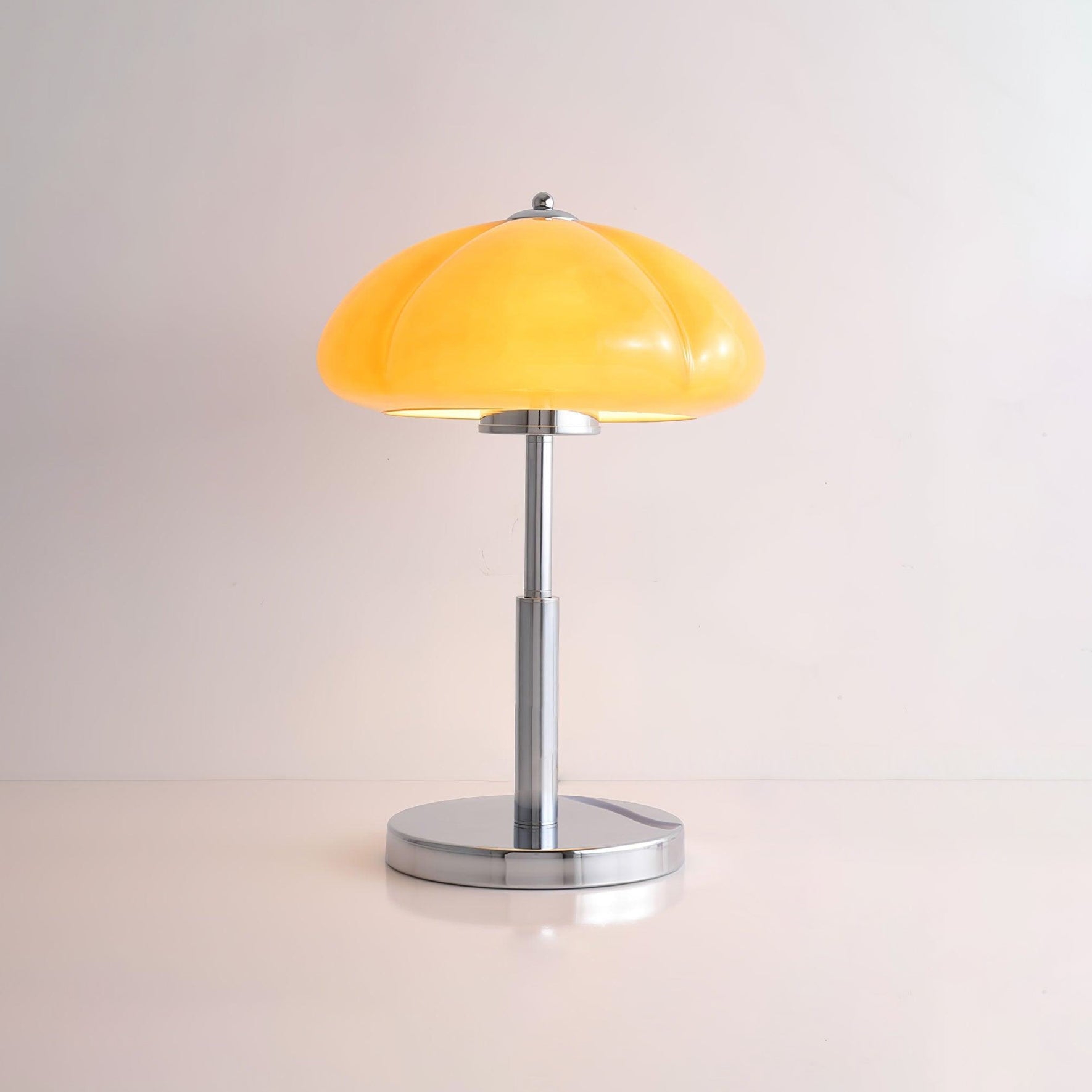 Amber Glass Table Lamp Dome Chrome Finish Vintage Bauhaus Bedside Desk Lamp Home Decor - Stack & Clear 10