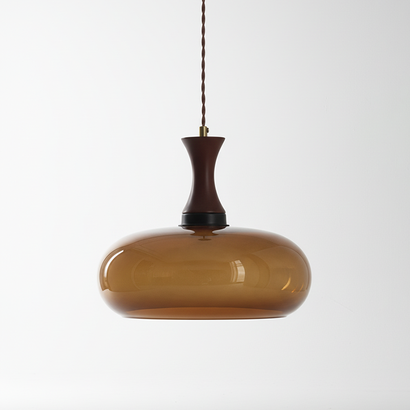 Antique Brown Glass Pendant Light with Adjustable Height for Kitchen 9