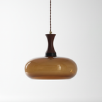 Antique Brown Glass Pendant Light with Adjustable Height for Kitchen 9