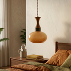 Antique Brown Glass Pendant Light with Adjustable Height for Kitchen 99