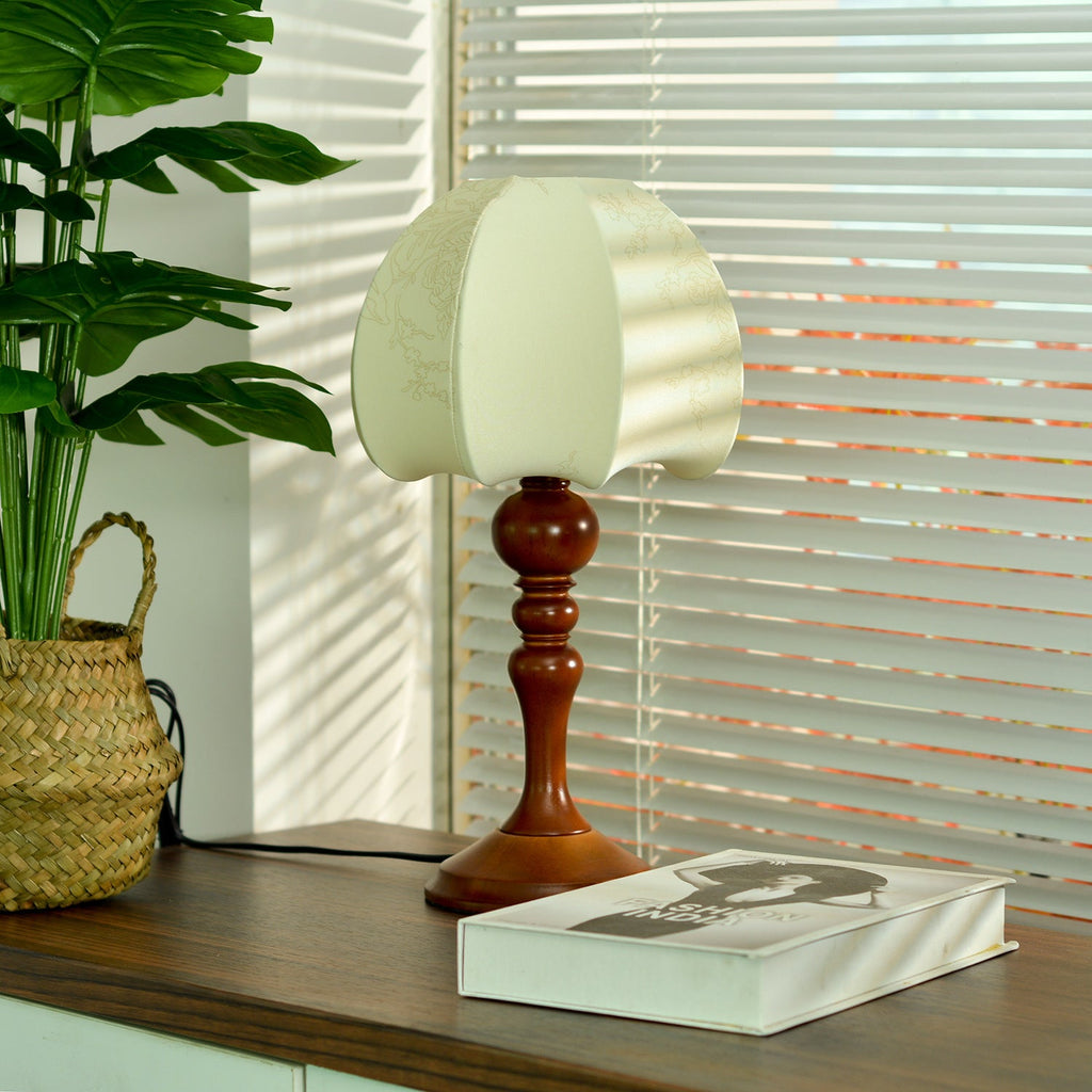 Antique Fabric Table Lamp with Bamboo Base – Adjustable Lighting, Mid-Century Modern Bedside Table Lamp for Cozy Ambiance 1