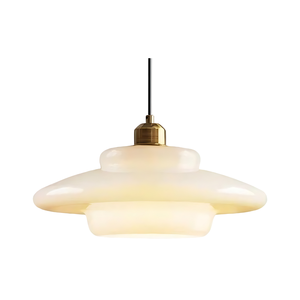 Art Deco Ceiling Light Fixture with Brass and Glass – Adjustable Height Flush Mount Lamp 1