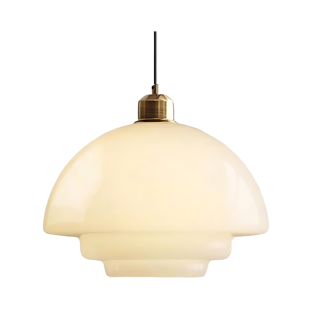 Art Deco Ceiling Light Fixture with Brass and Glass – Adjustable Height Flush Mount Lamp 2