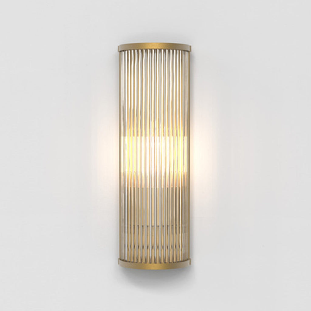 Art Deco Round Wall Sconce Glass Rod Antique Brass Bronze Finish Home Decor Stack Clear 0