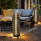 Art Deco Solar-Powered Outdoor Floor Lamp – Durable PE Rattan Garden Light with Built-in LED, Waterproof IP44, 27.17 Height 0