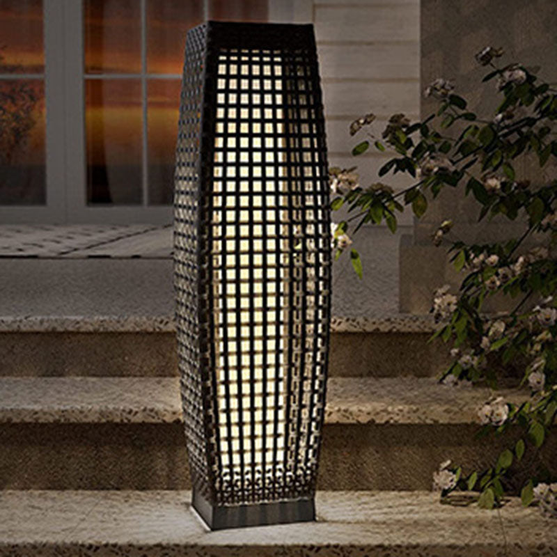 Art Deco Solar-Powered Outdoor Floor Lamp – Durable PE Rattan Garden Light with Built-in LED, Waterproof IP44, 27.17 Height 2