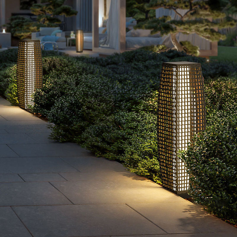 Art Deco Solar-Powered Outdoor Floor Lamp – Durable PE Rattan Garden Light with Built-in LED, Waterproof IP44, 27.17 Height 7