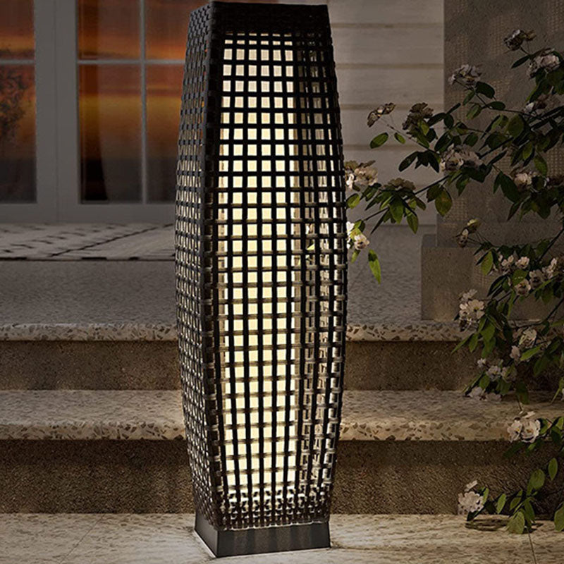 Art Deco Solar-Powered Outdoor Floor Lamp – Durable PE Rattan Garden Light with Built-in LED, Waterproof IP44, 27.17 Height 8
