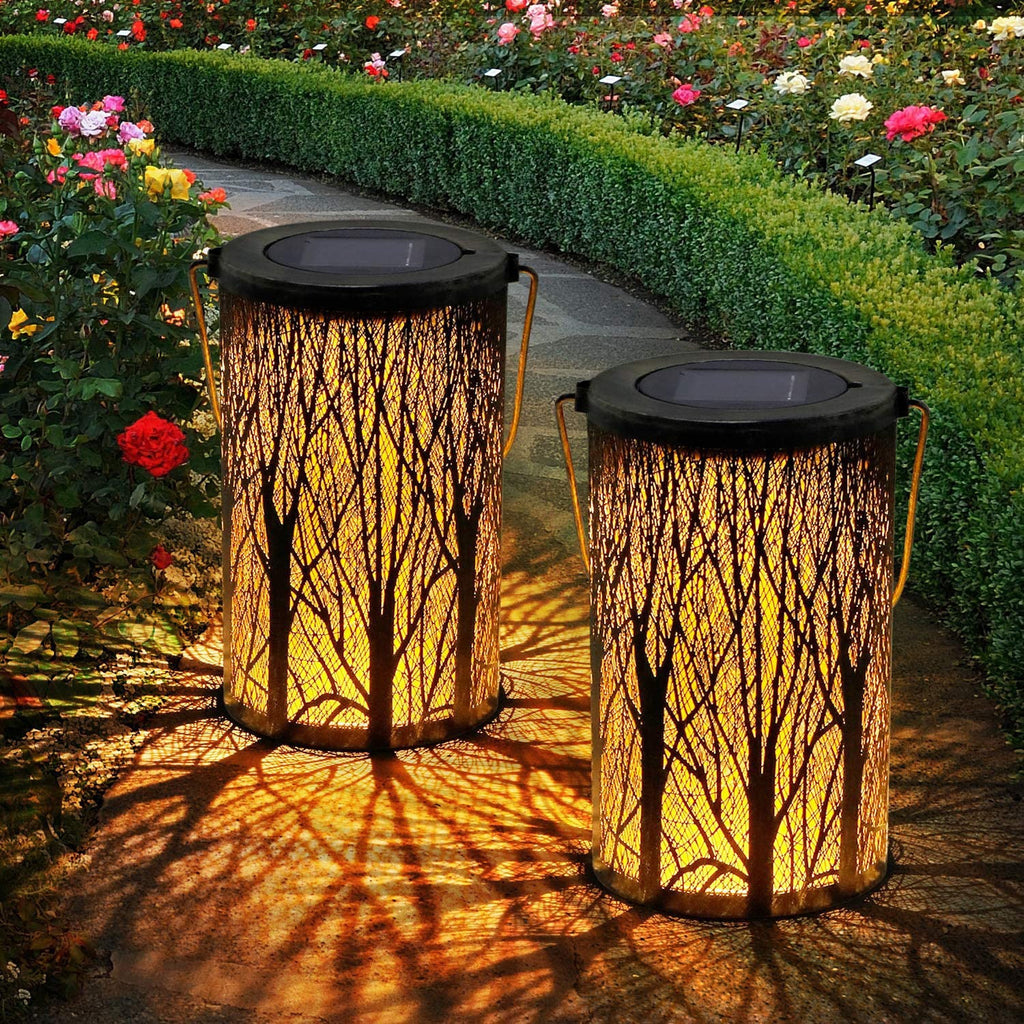 Art Deco Solar Lantern - Durable Iron Outdoor Light for Garden and Patio with Built-in LED 9