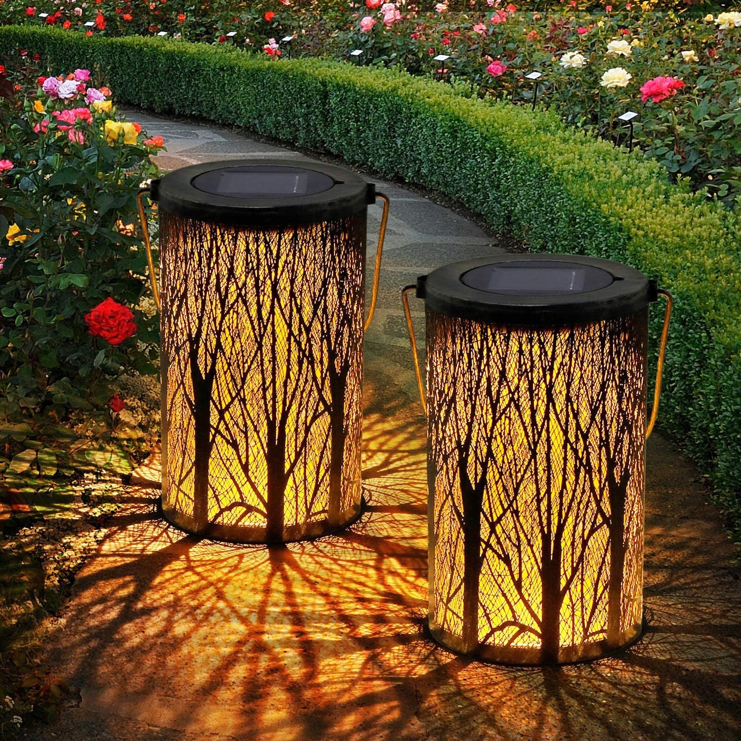 Art Deco Solar Lantern - Durable Iron Outdoor Light for Garden and Patio with Built-in LED 9
